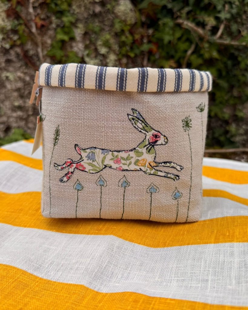 Leaping Hare - Side of Fabric Pot