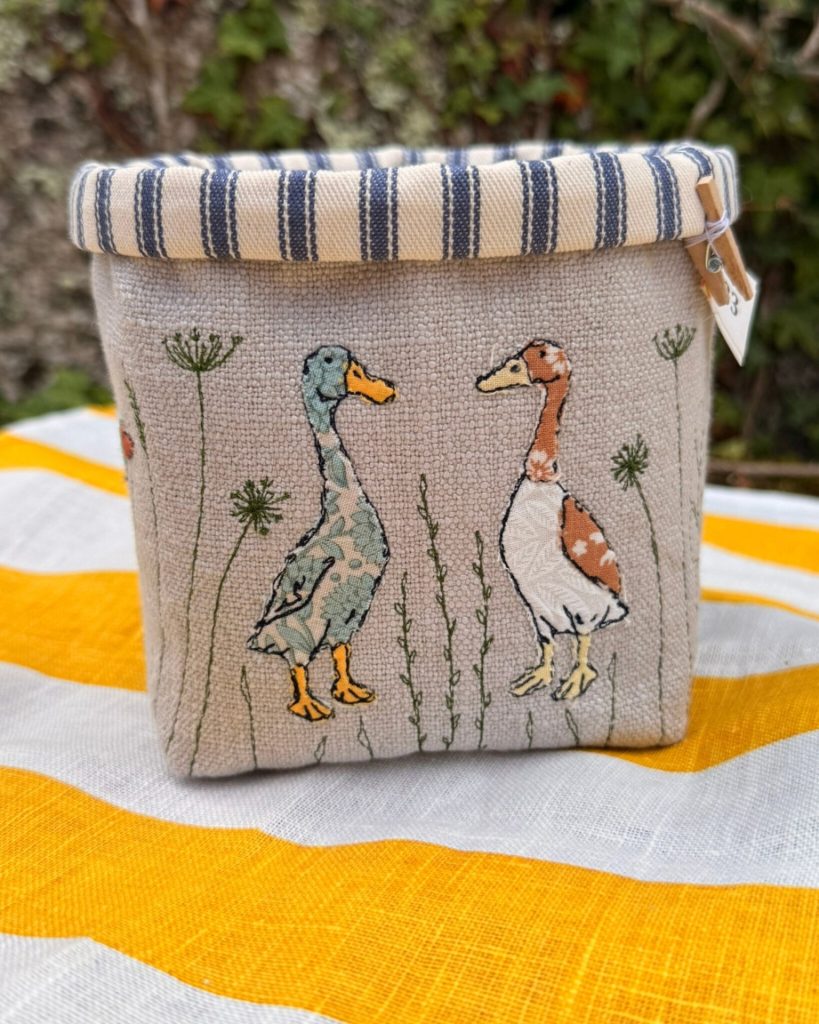 Indian Runner Duck - Side of Fabric Pot