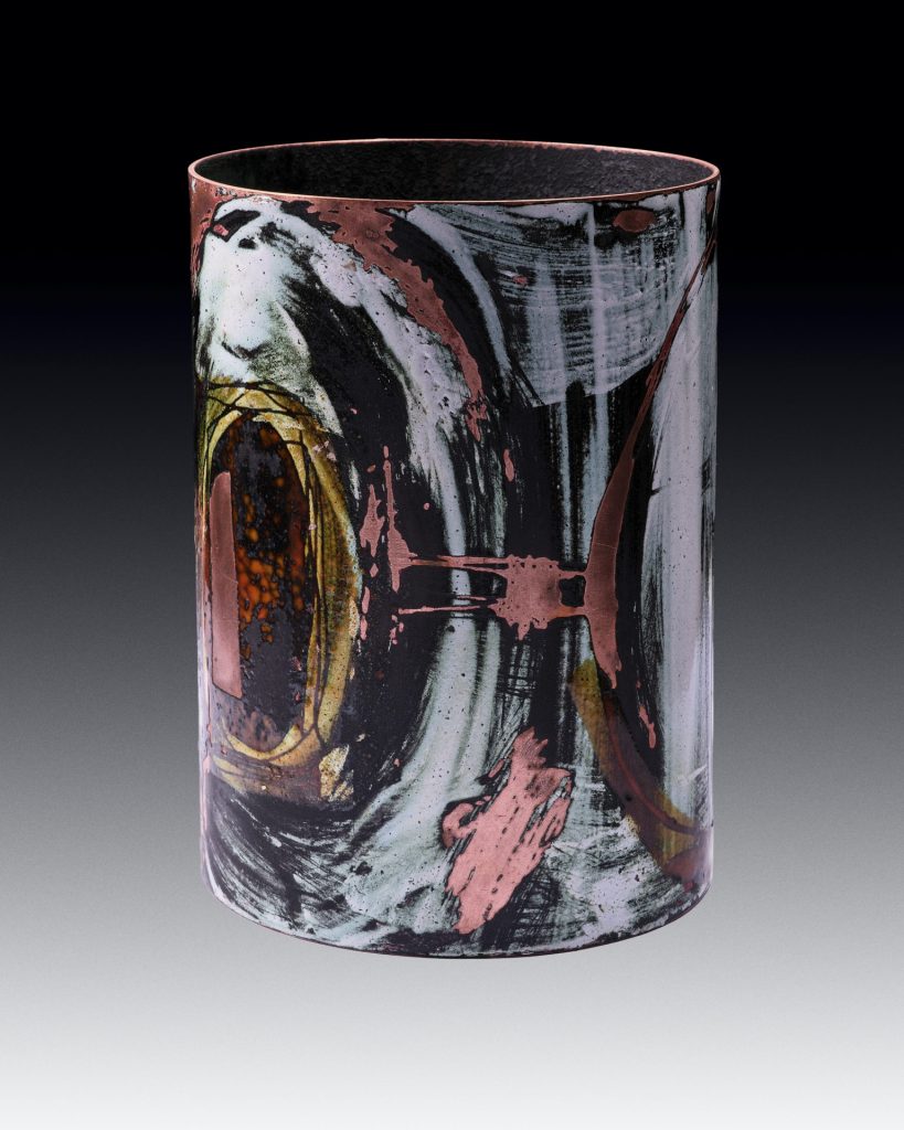 Copper and enamel vessel, 260 x 160 x 2mm