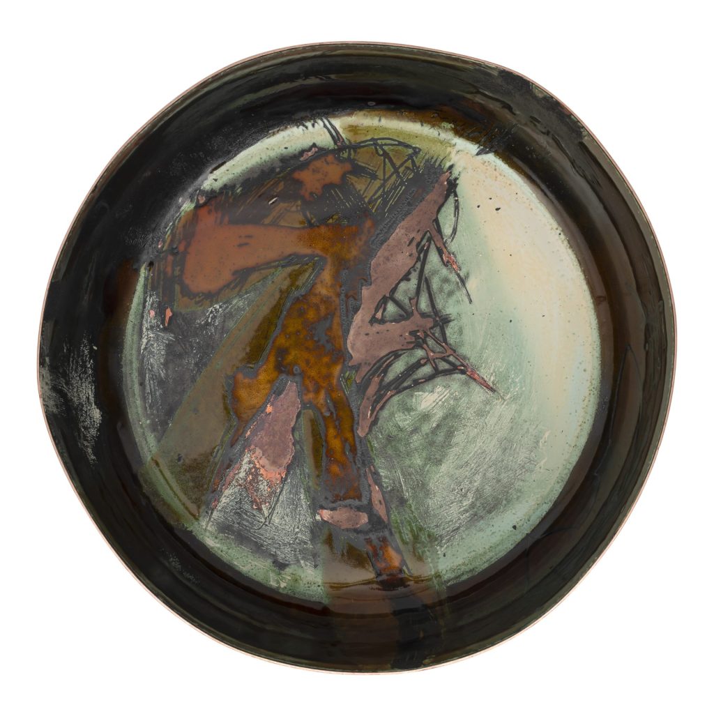 Copper and vitreous enamel bowl, 250 x 70 x 1.2mm